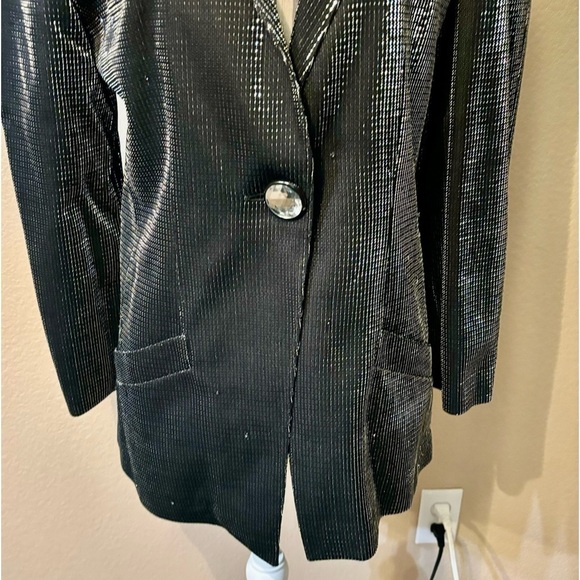 Vintage Krizia Blazer Sz 40 Euro/ Medium US Black Silver Metallic Made in Italy - Picture 3 of 16
